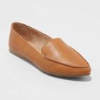 Women's Micah Faux Leather Pointed Toe Loafers - A New Day Cognac