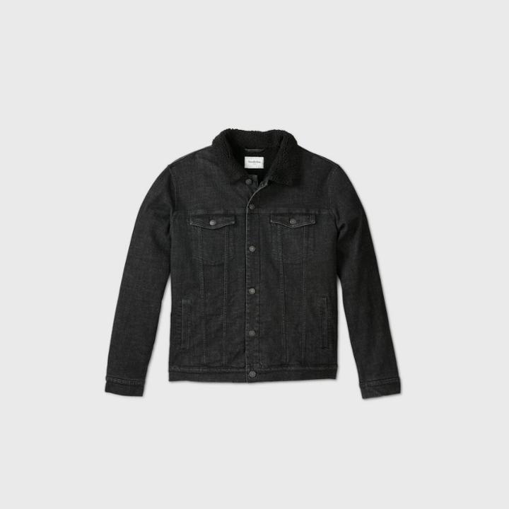Men's Tall Sherpa Lined Trucker Jacket - Goodfellow & Co Black