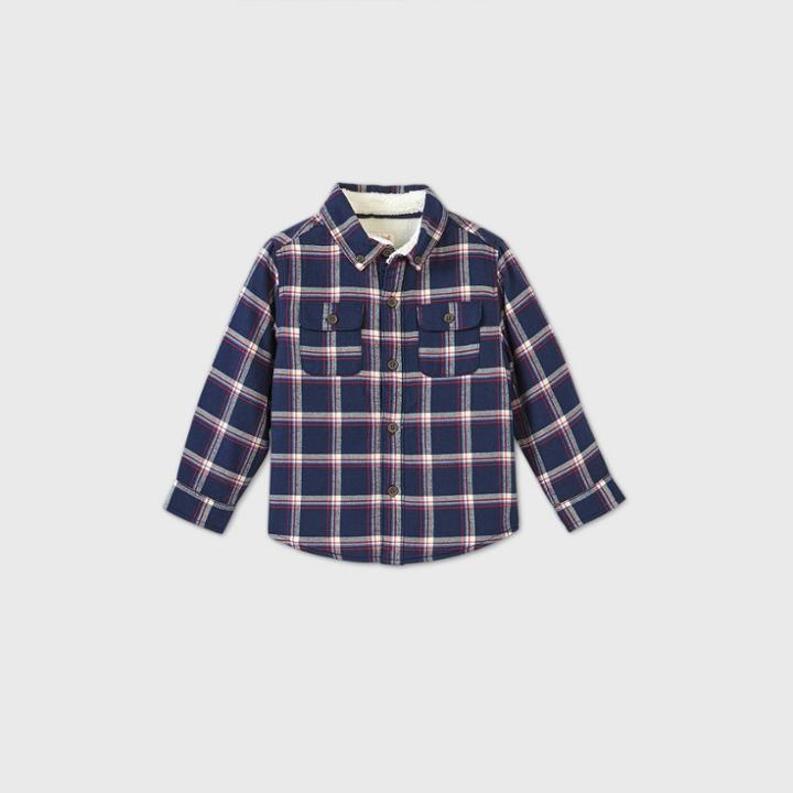 Toddler Boys' Sherpa Lined Button-down Shirt - Cat & Jack Navy