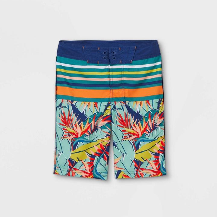Boys' Floral Striped Swim Trunks - Art Class