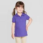 Toddler Girls' Short Sleeve Pique Uniform Polo Shirt - Cat & Jack Purple