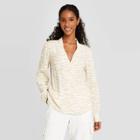Women's Long Sleeve Popover Blouse - A New Day Cream
