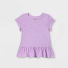 Toddler Girls' Washed Peplum Short Sleeve T-shirt - Cat & Jack Violet