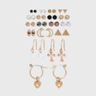 Stud, Moon, Wire Hoop With Charm Earring Set 18ct - Wild Fable