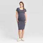 Striped Short Sleeve T-shirt Maternity Dress - Isabel Maternity By Ingrid & Isabel Navy/white