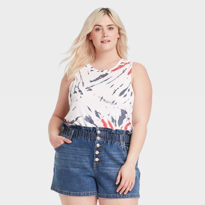 Grayson Threads Women's Plus Size Americana Graphic Tank Top - Tie-dye