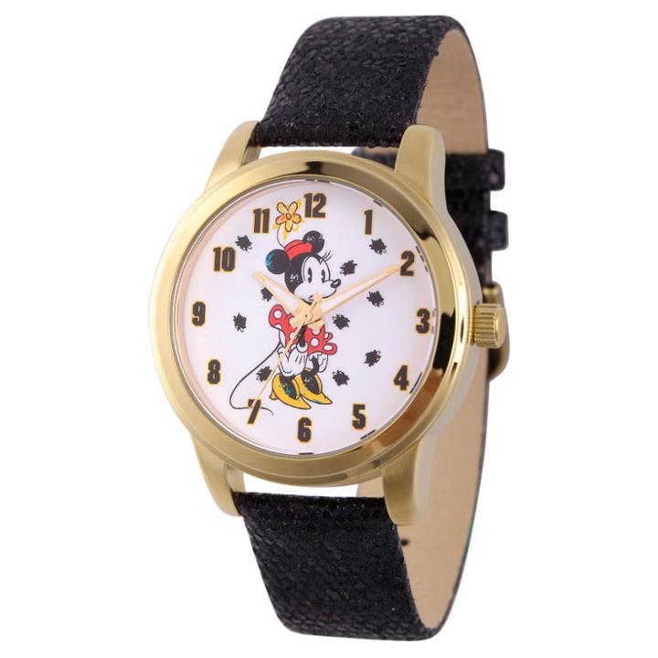 Women's Disney Minnie Mouse Gold Alloy Watch - Black,