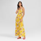 Women's Strappy Apron Front Floral Maxi Dress - Xhilaration Gold