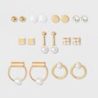Stone And Simulated Pearl Button Multi Earring Set 9ct - Wild Fable Gold