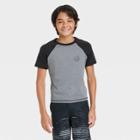 Boys' Raglan Flatlock Short Sleeve Swim Shirt - Art Class Black