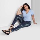 Women's Plus Size High-waisted Cotton Leggings - Wild Fable Blue Tie-dye