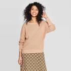 Women's Dolman Sleeve Crewneck Pullover Sweater - A New Day Tan