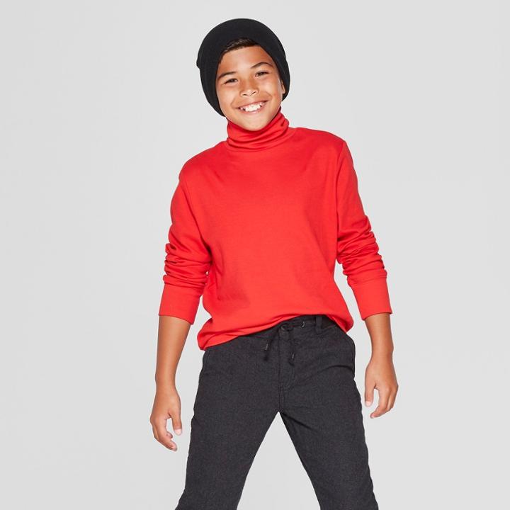 Boys' Turtleneck Long Sleeve T-shirt - Cat & Jack Red