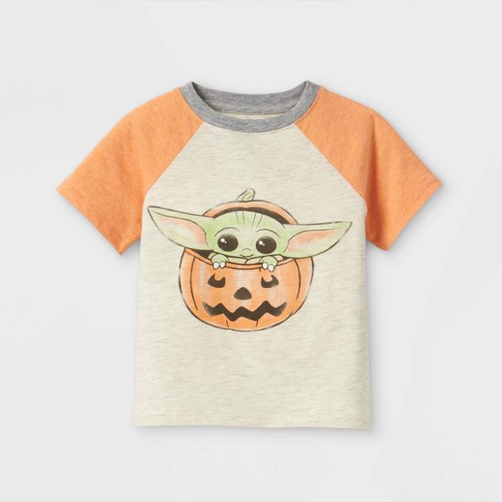 Lucasfilm Toddler Boys' Baby Yoda Halloween Short Sleeve Graphic T-shirt - Orange