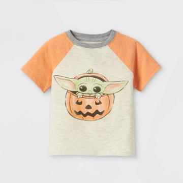 Lucasfilm Toddler Boys' Baby Yoda Halloween Short Sleeve Graphic T-shirt - Orange