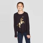 Girls' Cozy Long Sleeve Unicorn Top - Cat & Jack Black