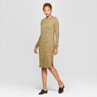 Women's Long Sleeve High Neck Knit Midi Dress - Prologue Olive (green)