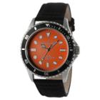 Peugeot Watches Peugeot Men's Sports Bezel Canvas Strap Watch - Orange, Pumpkin