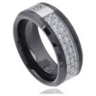 Daxx Men's 1/20 Ct. T.w. Round Cut Cubic Zirconia Pave Set Carbon Inlay Band In Ceramic - Black