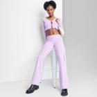 Women's Low-rise Velour Rib Flare Pants - Wild Fable Lavender Xxs, Purple