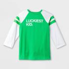 Kids' Luckiest Raglan Sleeve Graphic T-shirt - Cat & Jack Green Xs, Kids Unisex