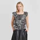 Women's Animal Print Mini Cap Sleeve Blouse - Who What Wear Cream Xs, Women's, Ivory
