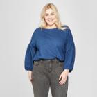 Women's Plus Size Long Blouson Sleeve Blouse - Universal Thread Indigo X, Blue