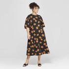 Women's Plus Size Floral Print Bell Sleeve A-line Dress - Who What Wear Black/yellow