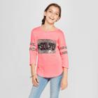 Miss Chievous Girls' '#squad' Graphic 3/4 Sleeve T-shirt - Pink