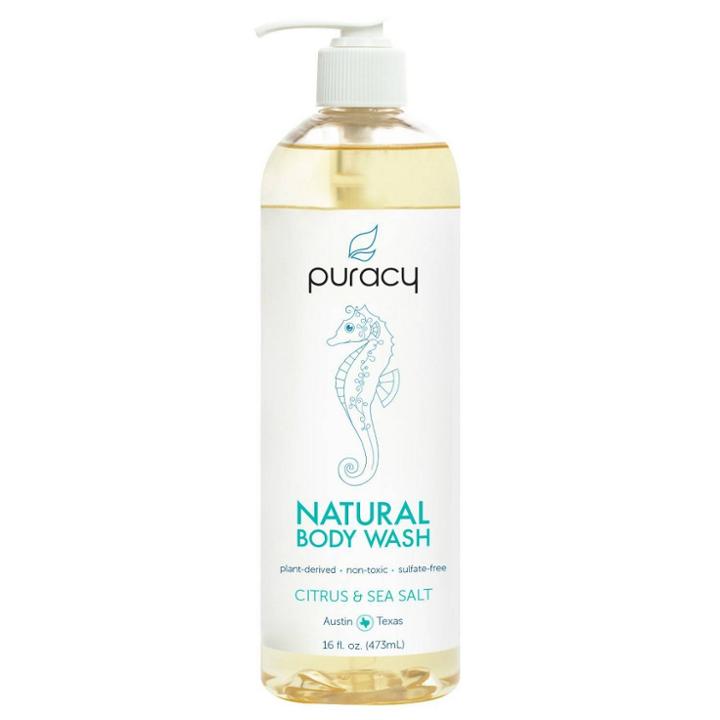 Puracy Citrus & Sea Salt Natural Body Wash Shower Gel - 16 Fl Oz, Clear