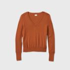 Women's V-neck Pullover Sweater - A New Day Rust