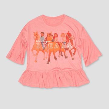 Girls' Spirit Riding Free 'dreams' Short Sleeve T-shirt - Peach