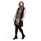 Women's Plus Size Zig Zag Stripes Patchwork Sleeveless Crewneck Sweater Mini Dress - Missoni For Target Black/brown 3x, Women's,
