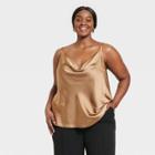 Women's Plus Size Satin Tank Top - Ava & Viv Brown