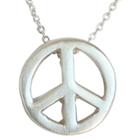 Zirconite Peace Sign Pendant Necklace Silver