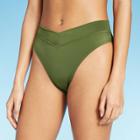 Women's Sustainable Swim Banded Brief Bikini Bottom - Sea Angel Green