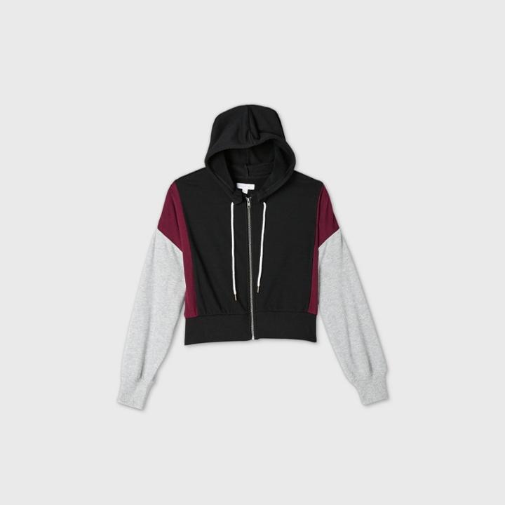 Women's Zip-up Colorblock Hoodie - Colsie Black