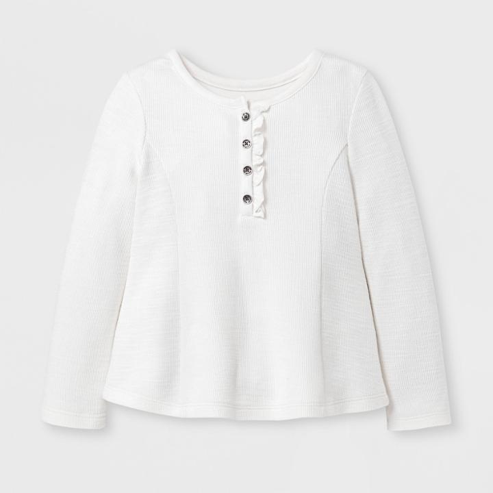 Toddler Girls' Long Sleeve Blouse - Genuine Kids From Oshkosh Almond Cream