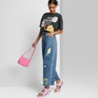 Women's Super-high Rise Wide Leg Cropped Jeans - Wild Fable Medium Wash Doodle Print
