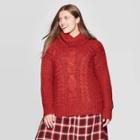 Women's Plus Size Long Sleeve Mock Turtleneck Tunic Sweater - Universal Thread Red