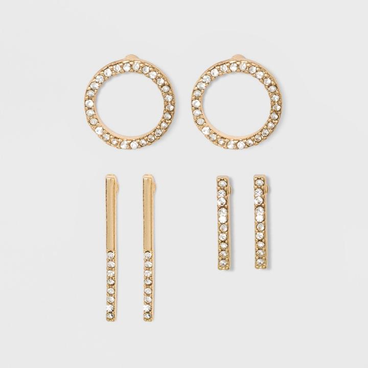 Sugarfix By Baublebar Crystal Stud Earring Set - Gold, Girl's