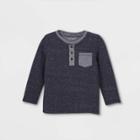 Toddler Boys' Double Knit Henley Long Sleeve T-shirt - Cat & Jack Navy