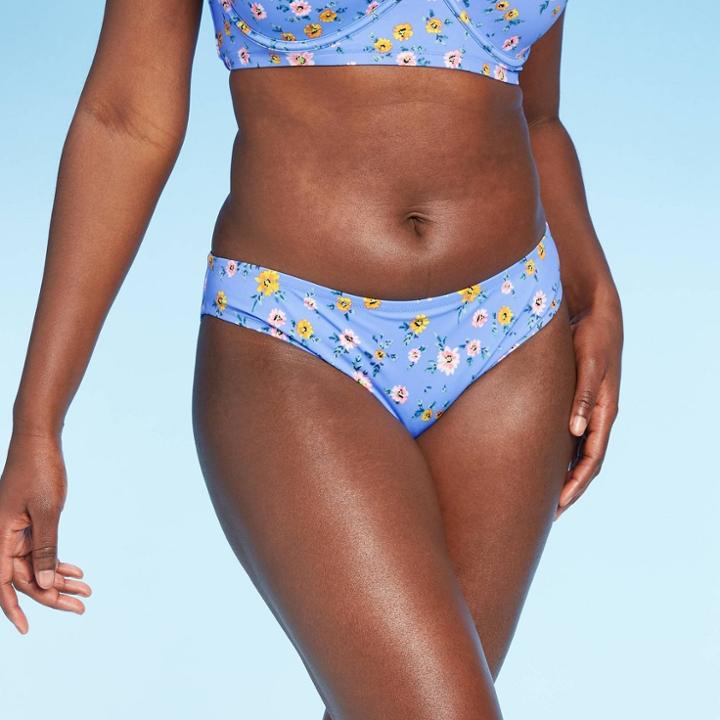 Women's Hipster Bikini Bottom - Shade & Shore Light Blue Floral S, Women's,