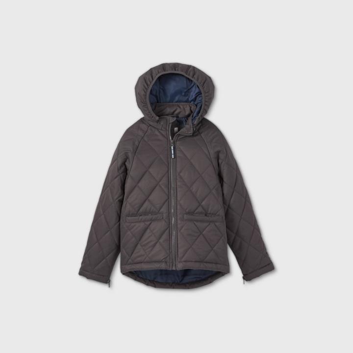Boys' Adaptive Quilted Jacket - Cat & Jack Charcoal