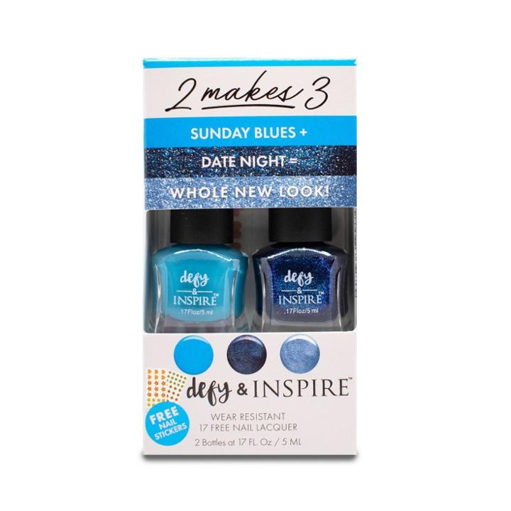Defy & Inspire 2 Makes 3 Duo Nail Art Kit - Sunday Blues + Date Night