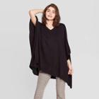 Women's Turtleneck Pullover Poncho Wrap Jacket - A New Day Black