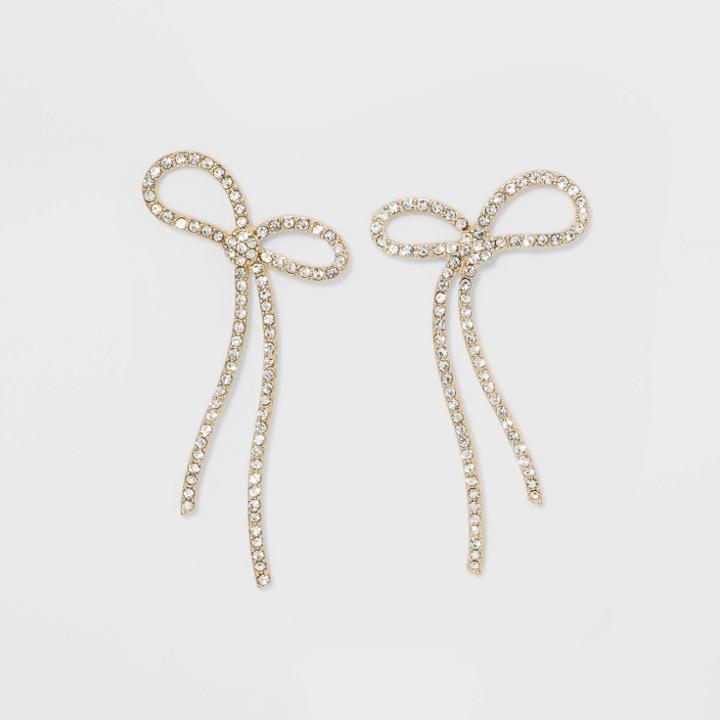 Sugarfix By Baublebar Crystal Bow Earrings - Clear, Women's, Gold