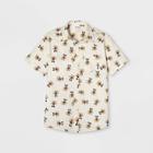 Men's Disney Mickey Mouse Short Sleeve Button-down Shirt Cream