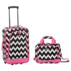Rockland Fashion 2pc Softside Carry On Luggage Set - Pink Chevron