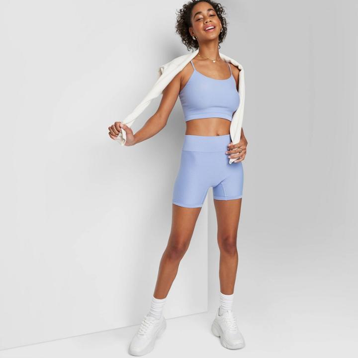 Women's High-rise Seamless Bike Shorts - Wild Fable Periwinkle Blue Xxs